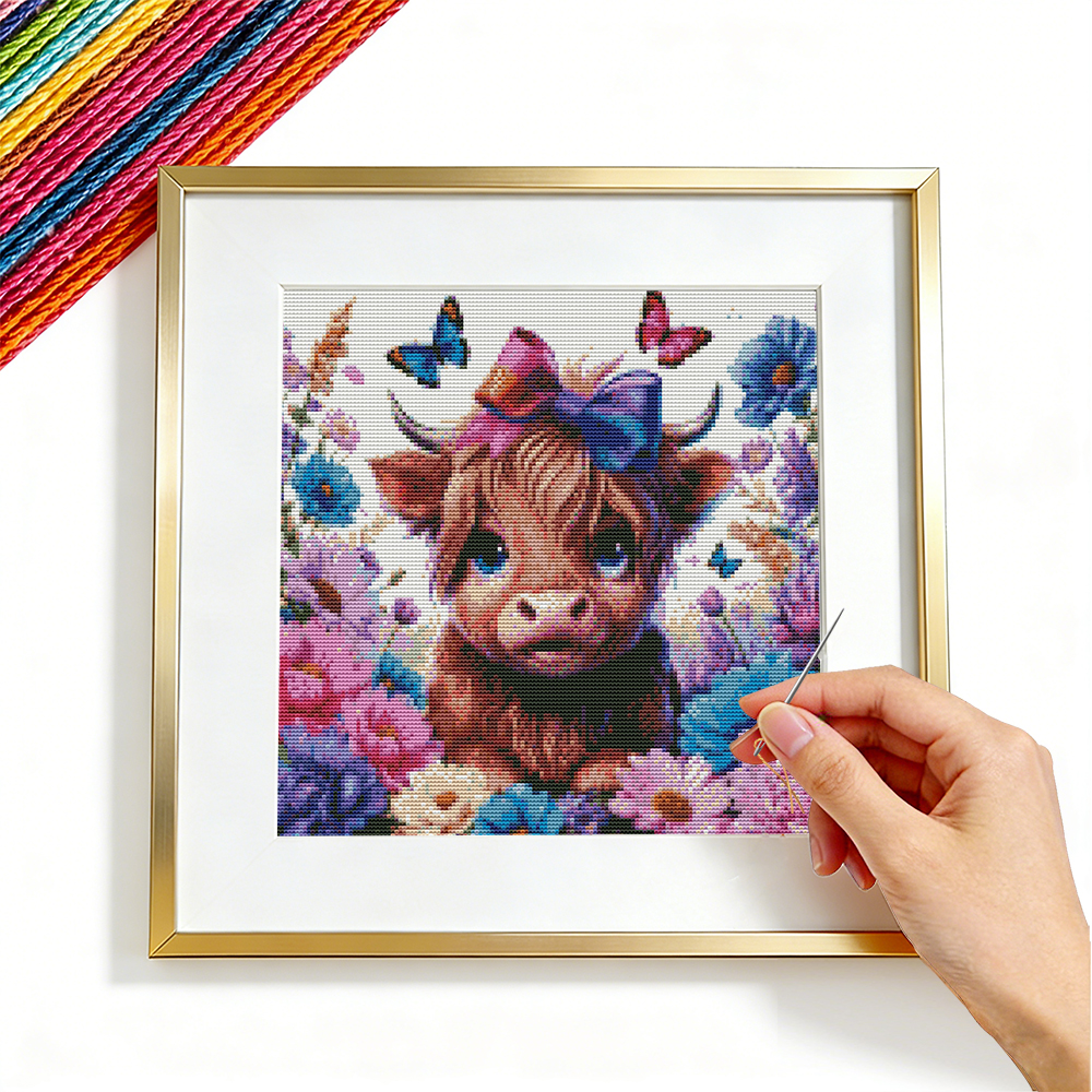 Embroidery Guide Paper - Cross Point Embroidery Kit Cow Animal