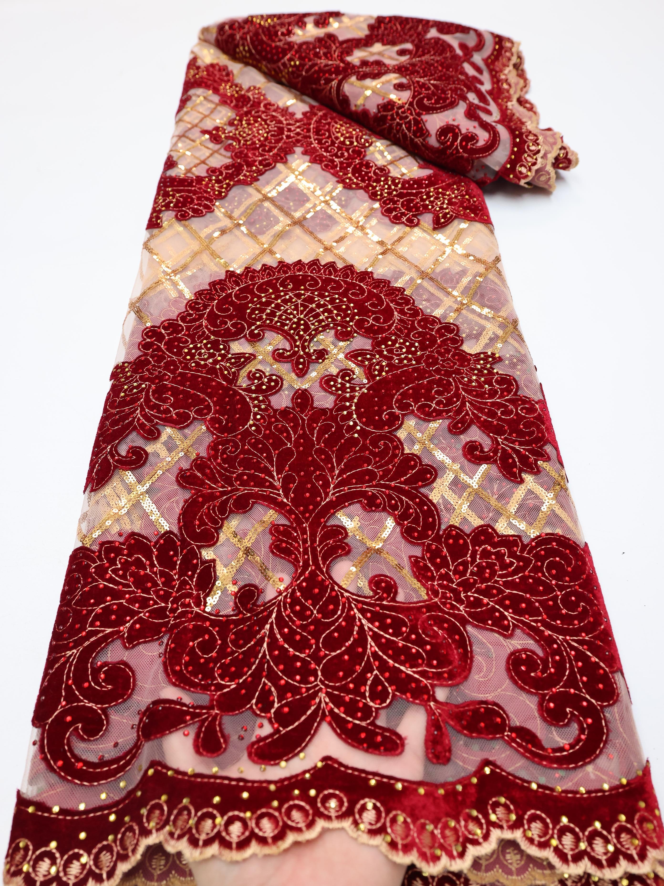 Velvet Fabric Embroidery - Wholesale Fashion African Velvet Lace Fabric