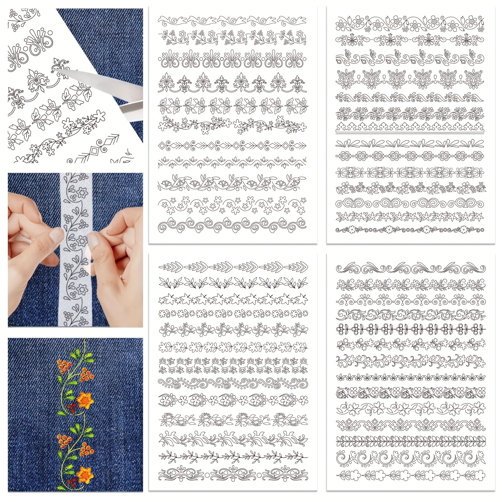Embroidery Guide Book - 4 Sheets Retro Lace Water Soluble