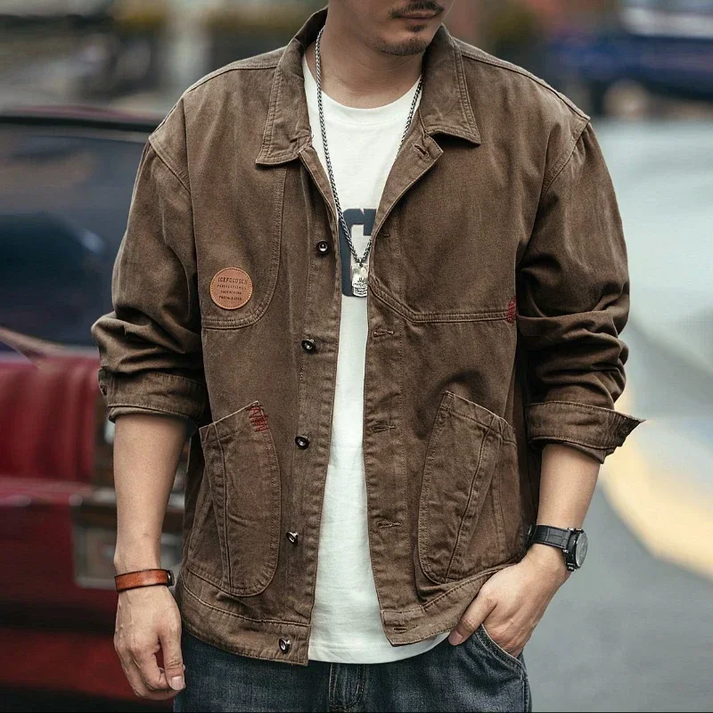 Embroidery Jacket Jeans - Button Jeans Coat Men Black Cargo