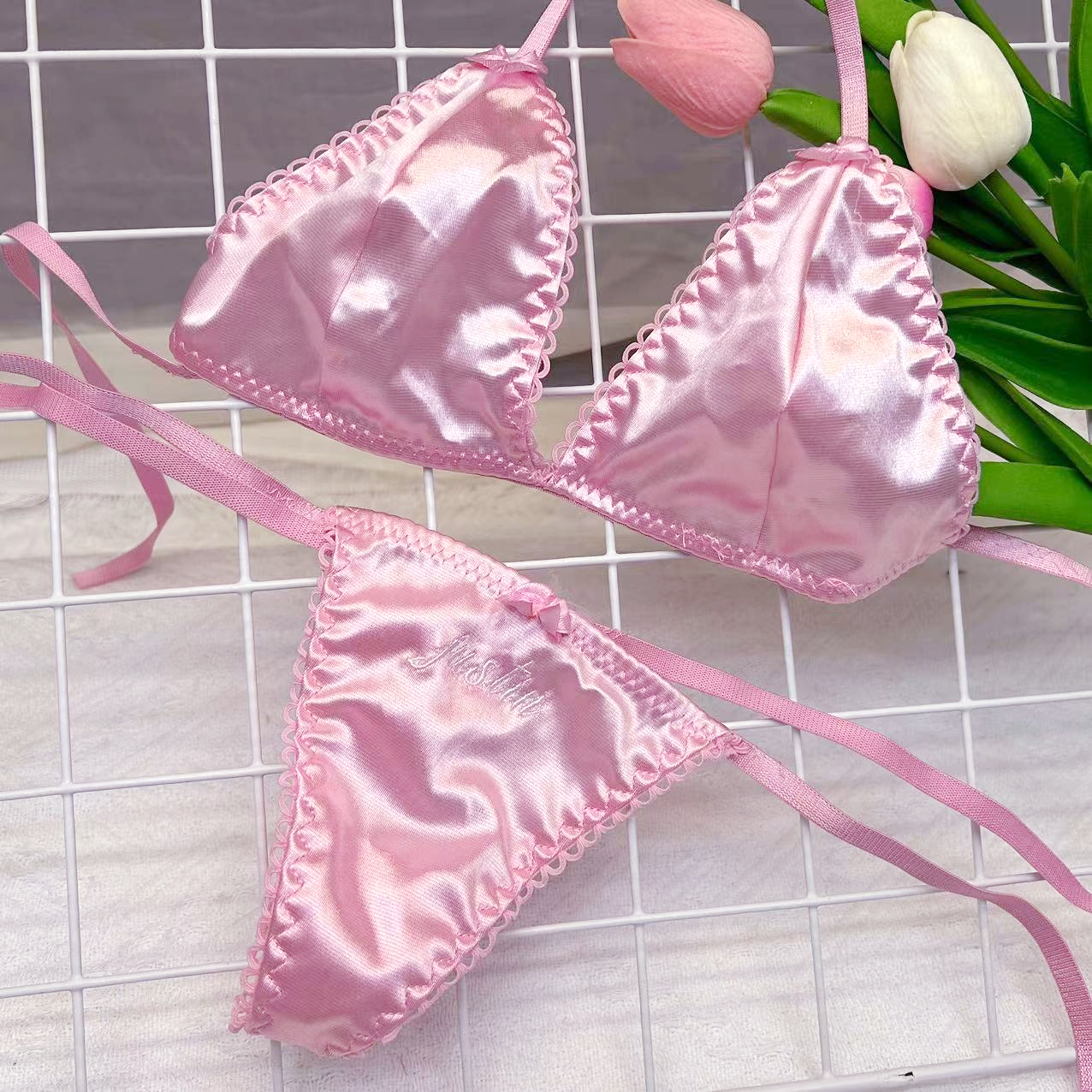 Embroidery Names - Custom Thongs Bra Sets Bikini With