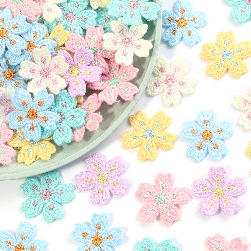 Embroidery Cloth - 20pcs/lot Colorful 2.4cm Embroidery Flower Appliques