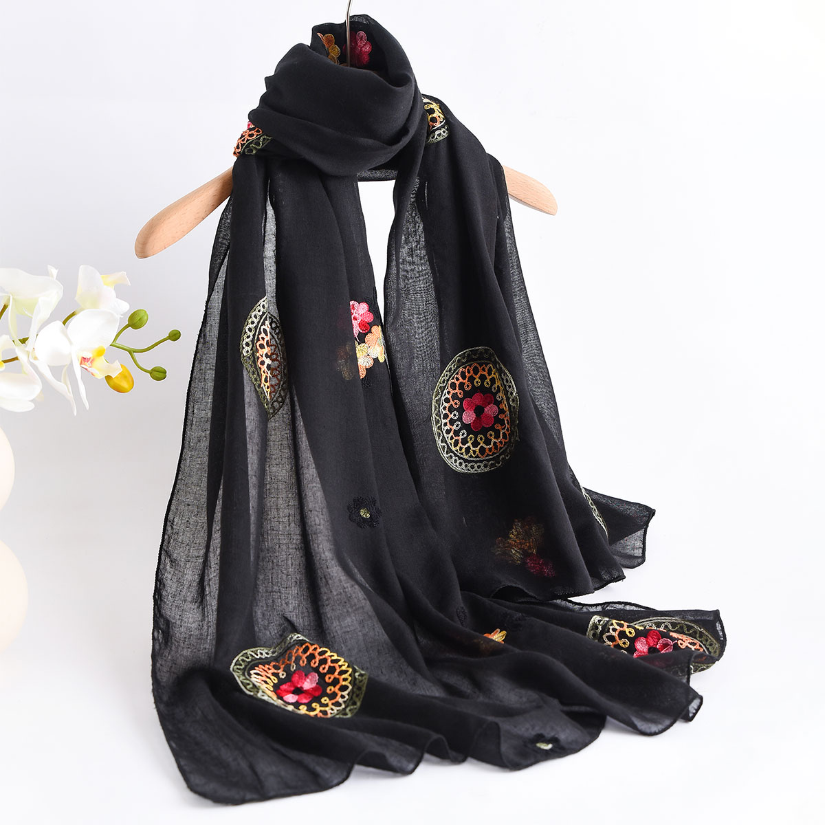 Summer New Lightweight Breatha - Embroidery Shawl ulasan dan harga