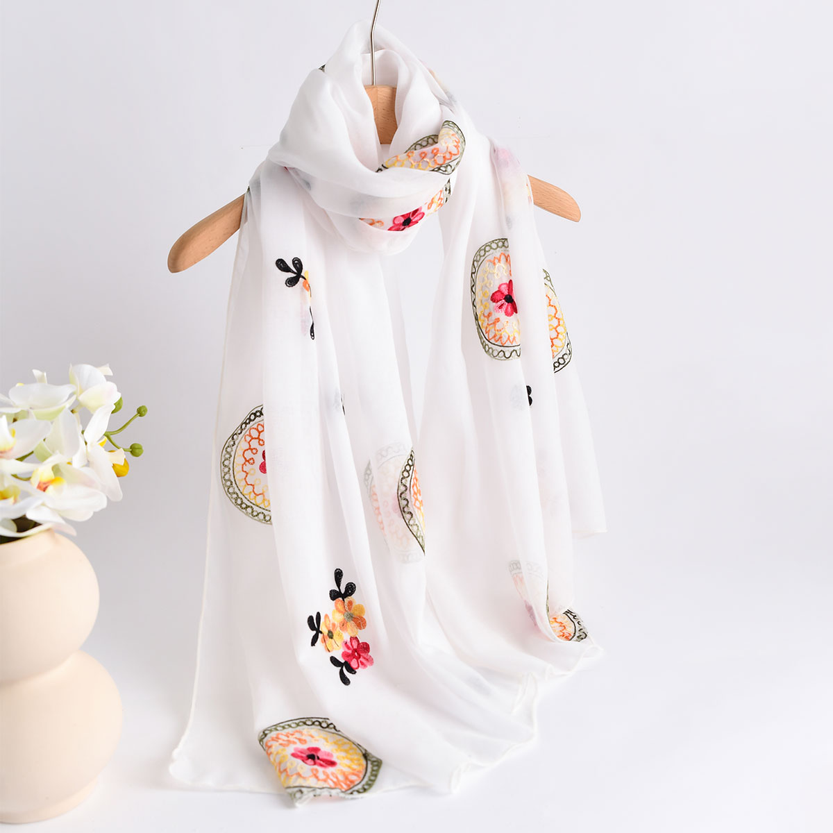 Summer New Lightweight Breatha - Embroidery Shawl ulasan dan harga