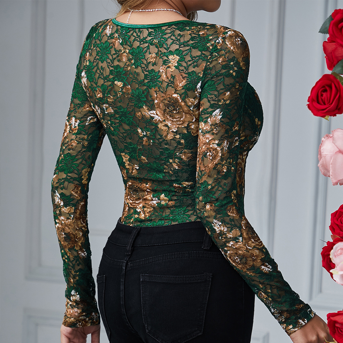 Sexy Lace Bodysuit Women Squar - Embroidery On Shirt ulasan dan harga