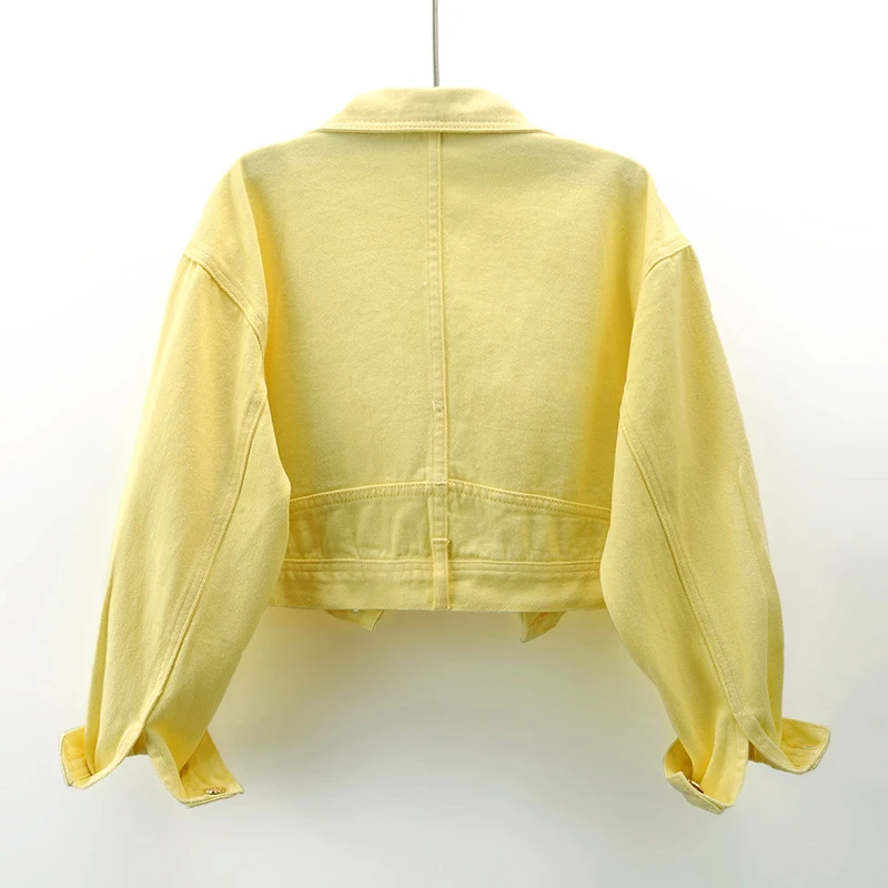 Fashion Yellow Denim Jacket Wo - Embroidery Jacket Jeans ulasan dan harga