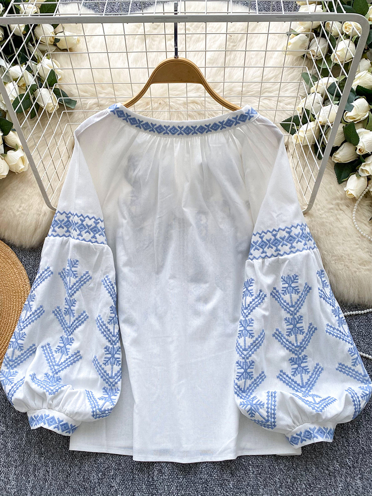 Women Blouse Embroidery Autumn - Embroidery On Shirt ulasan dan harga