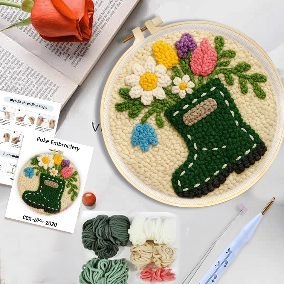 DIY Punch Needle Kits Mushroom - Embroidery Guide Book ulasan dan harga
