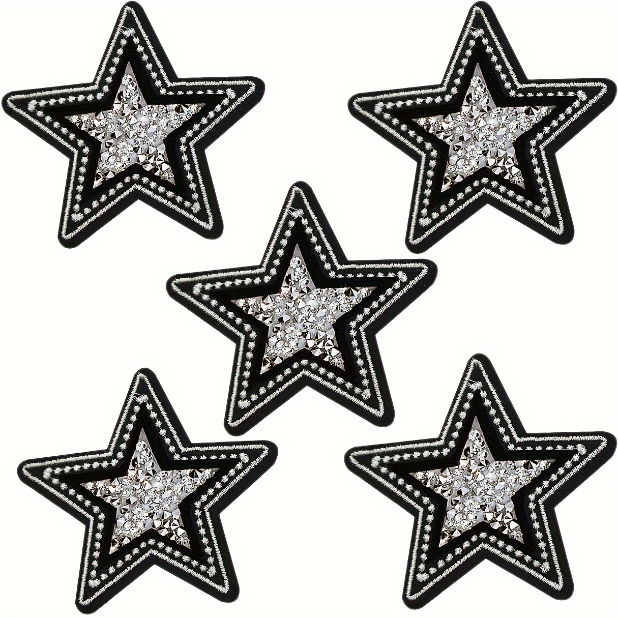5 PCS Black and White Twinkle  - Embroidery Jacket Jeans ulasan dan harga