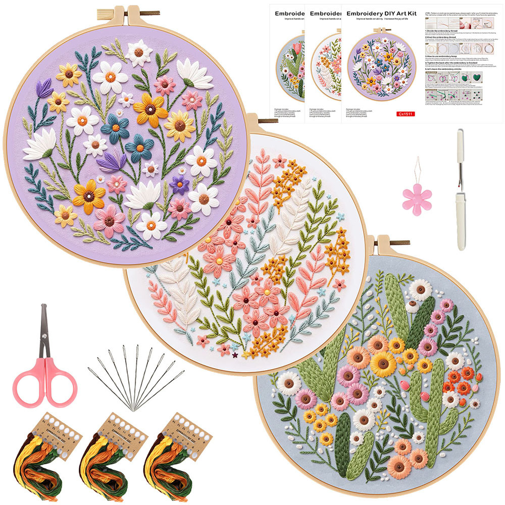 Flower DIY Embroidery Kit for  - Embroidery Guide Paper ulasan dan harga