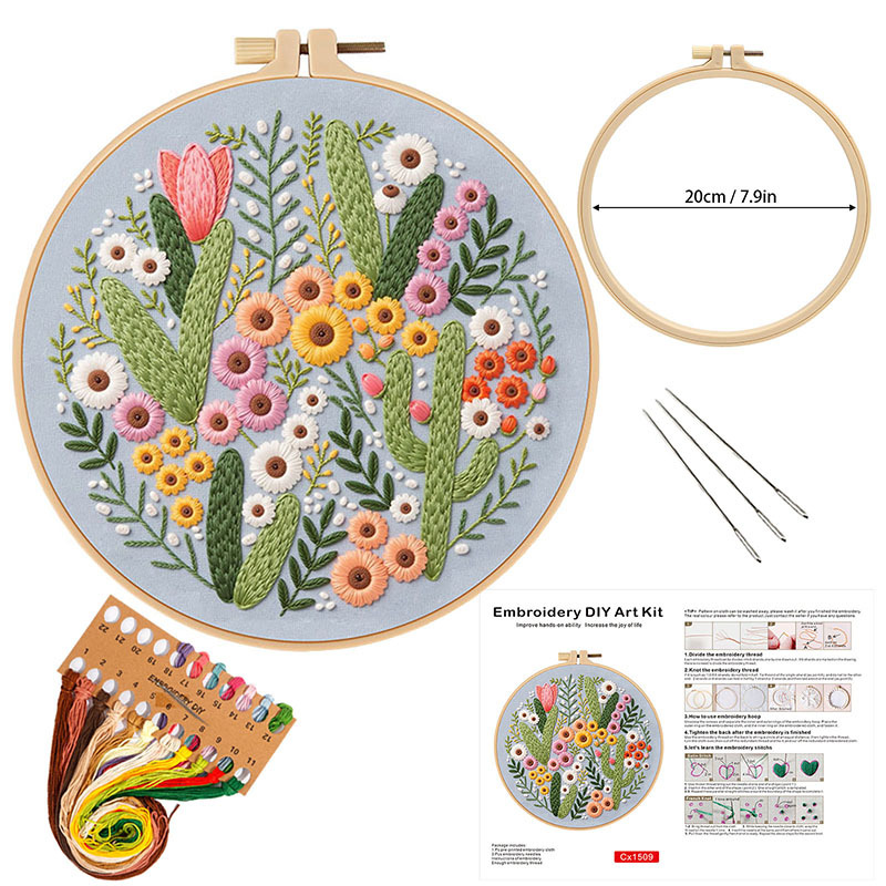 Flower DIY Embroidery Kit for  - Embroidery Guide Paper ulasan dan harga