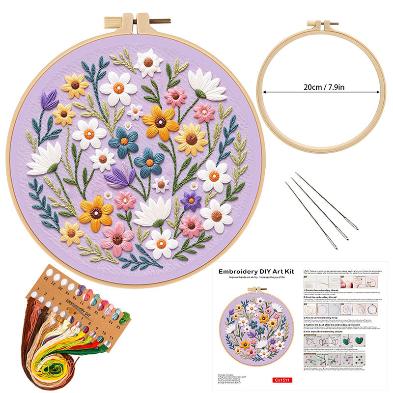 Flower DIY Embroidery Kit for  - Embroidery Guide Paper ulasan dan harga