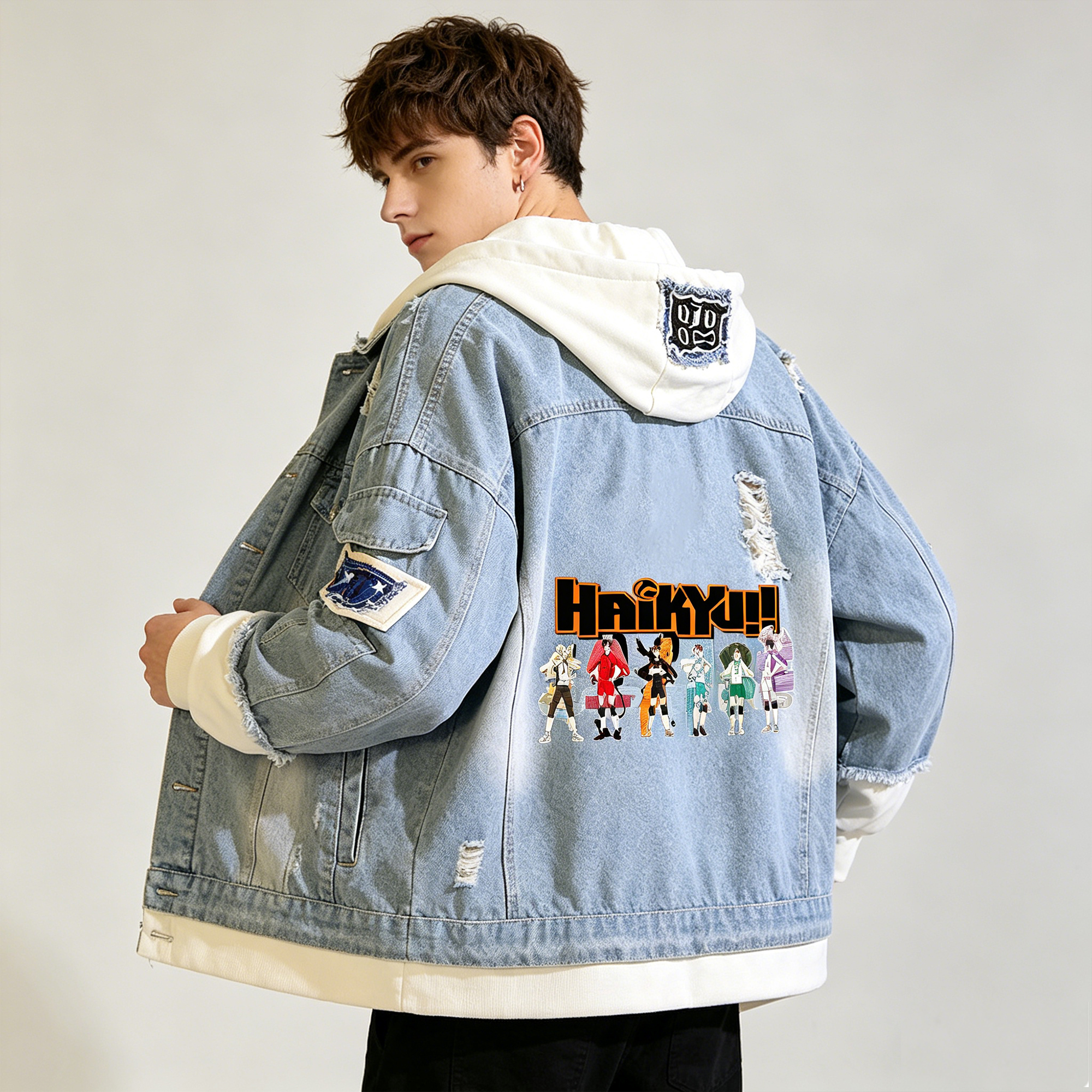 Japanese Haikyuu!! Demin Jacke - Embroidery Jacket Jeans ulasan dan harga