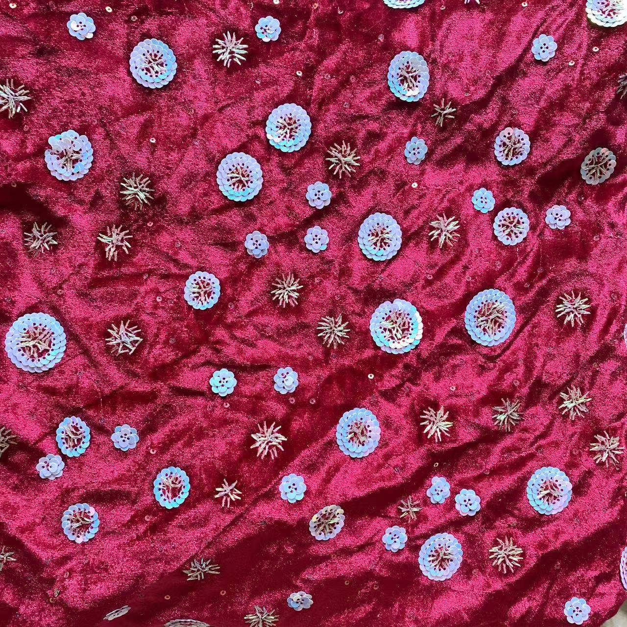 Velvet rolls bead tubes gold e - Velvet Fabric Embroidery ulasan dan harga