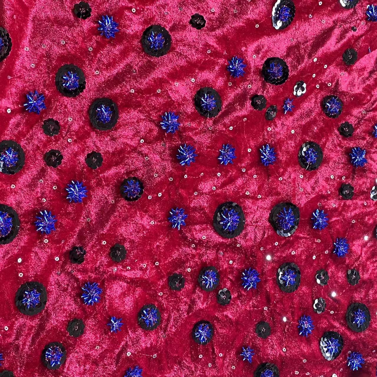 Velvet rolls bead tubes gold e - Velvet Fabric Embroidery ulasan dan harga