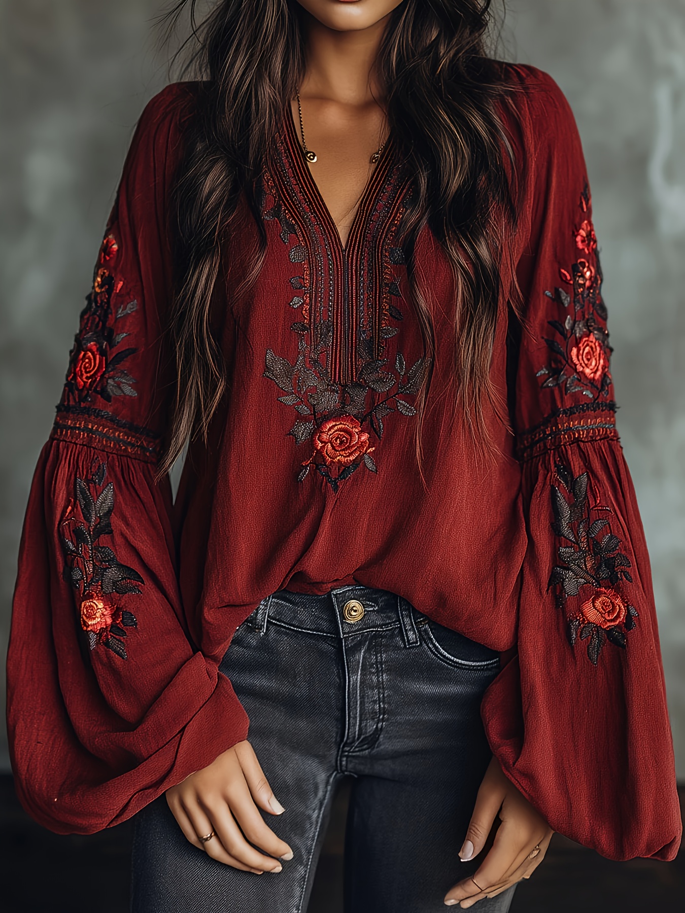 Women‘s Spring Blouse Retro Em - Embroidery On Shirt ulasan dan harga