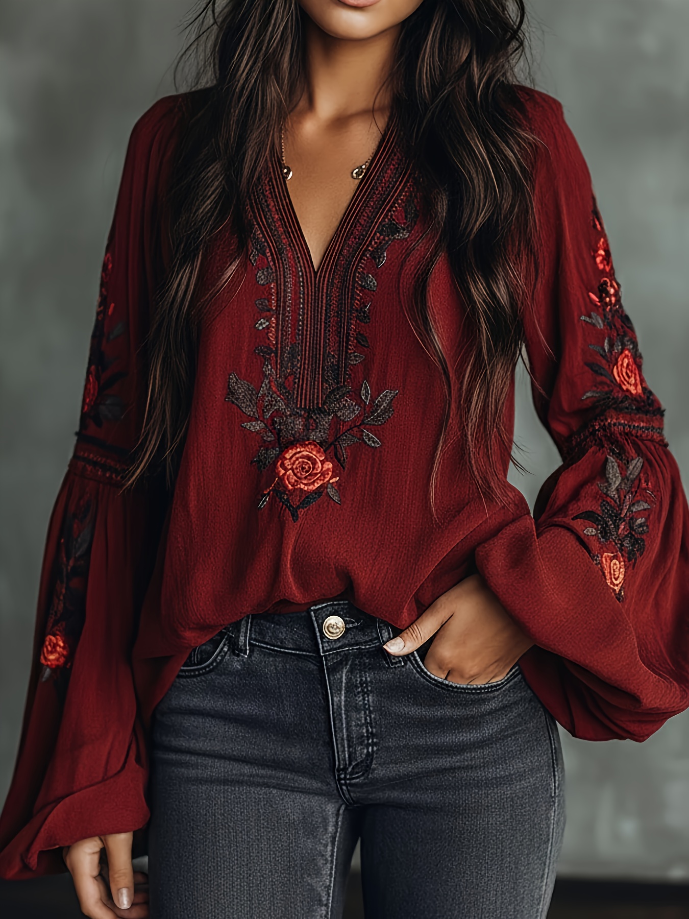 Women‘s Spring Blouse Retro Em - Embroidery On Shirt ulasan dan harga