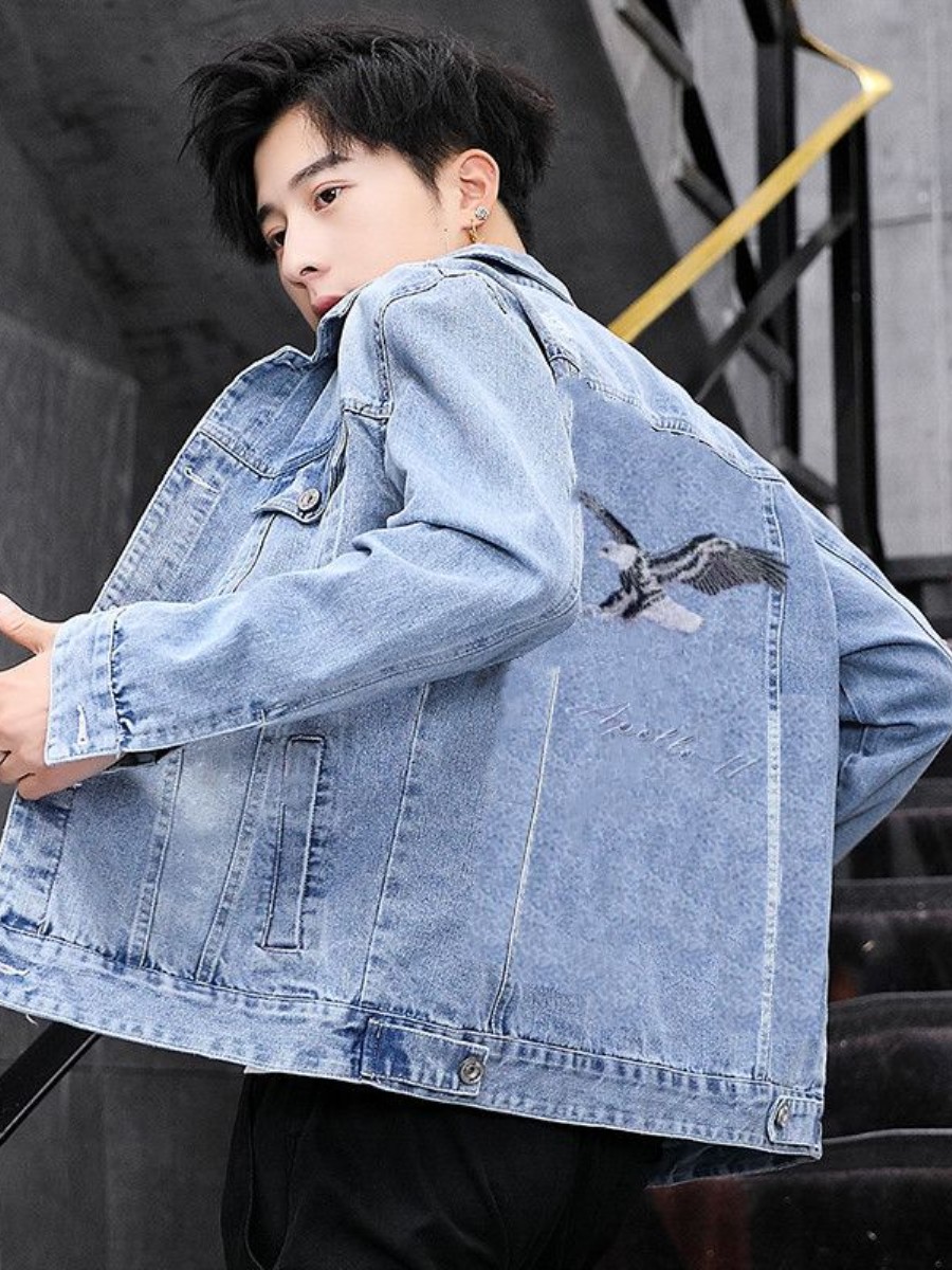 New 2026 Men's Denim Jacket Sp - Embroidery Jacket Jeans ulasan dan harga