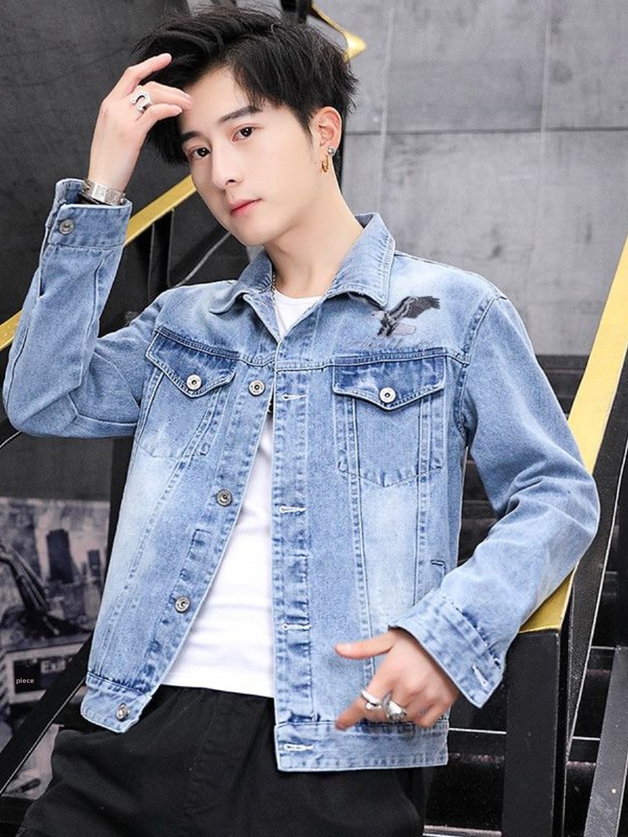 New 2026 Men's Denim Jacket Sp - Embroidery Jacket Jeans ulasan dan harga