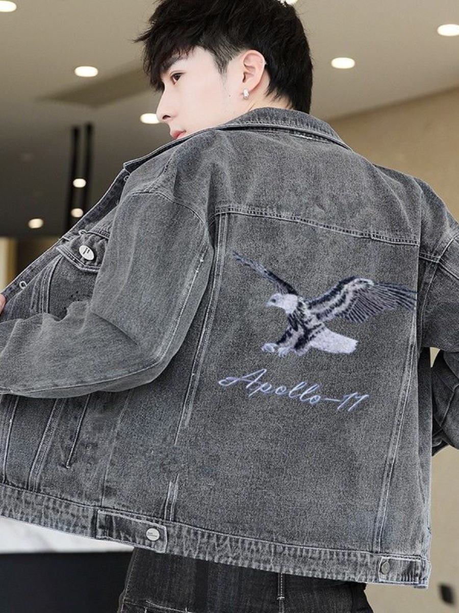 New 2026 Men's Denim Jacket Sp - Embroidery Jacket Jeans ulasan dan harga