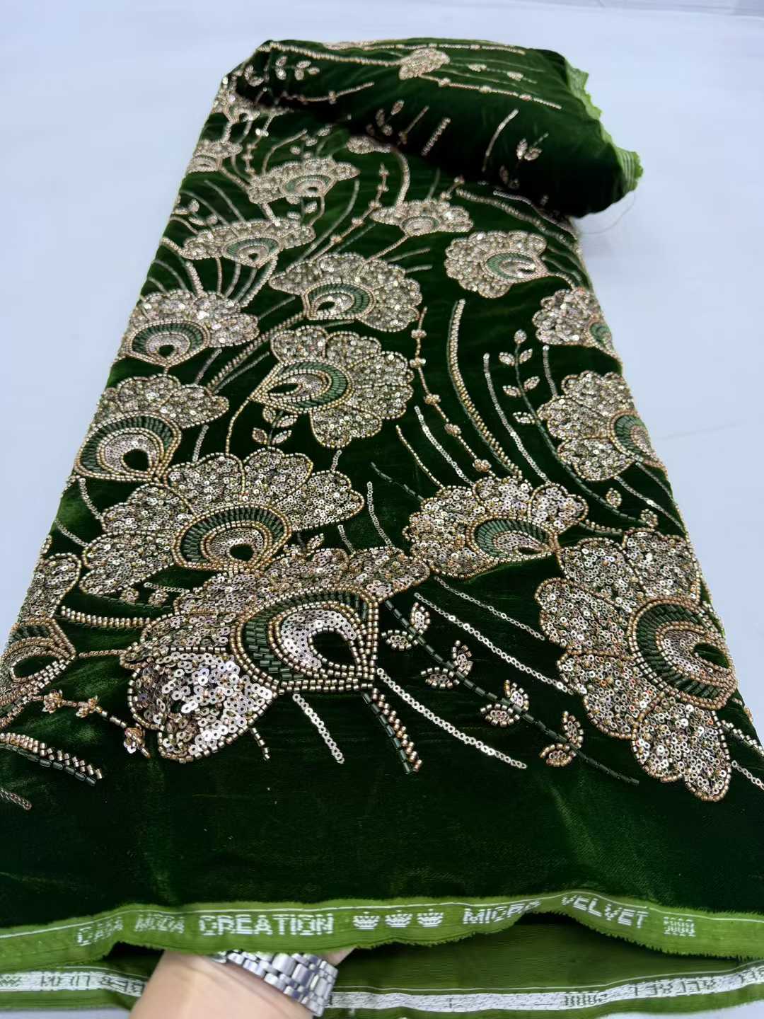 Nigerian French Velvet Lace Fa - Velvet Fabric Embroidery ulasan dan harga
