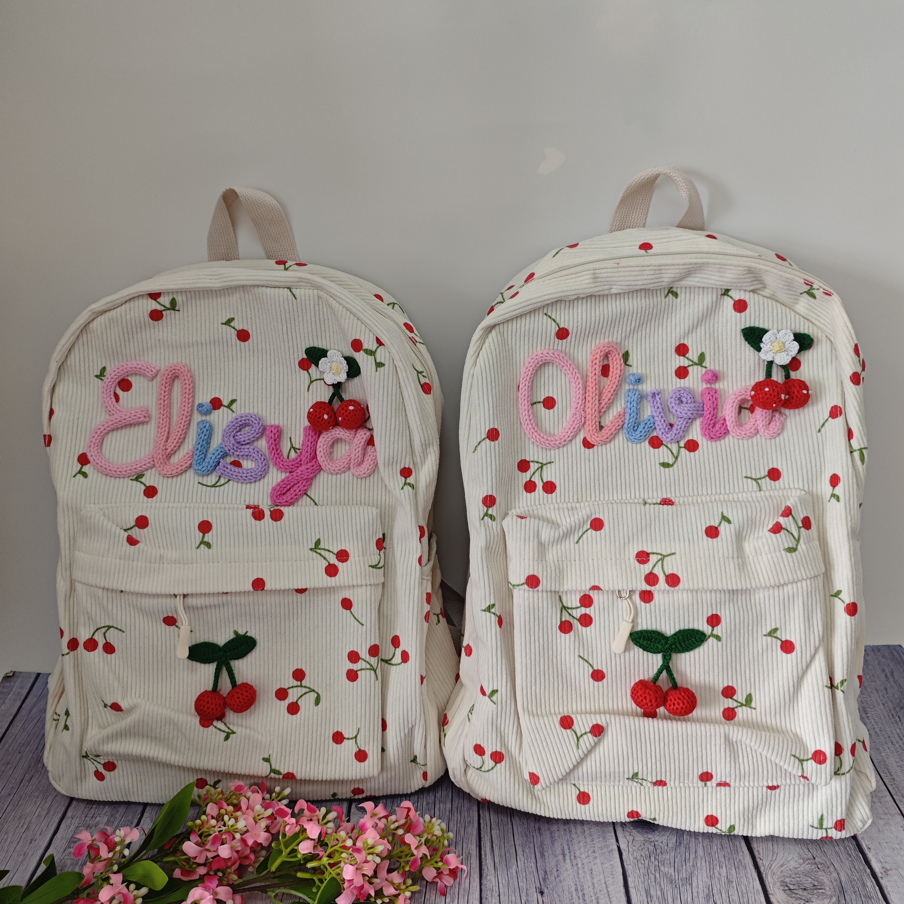 Personalized Cherry Backpacks  - Embroidery Name Designs ulasan dan harga