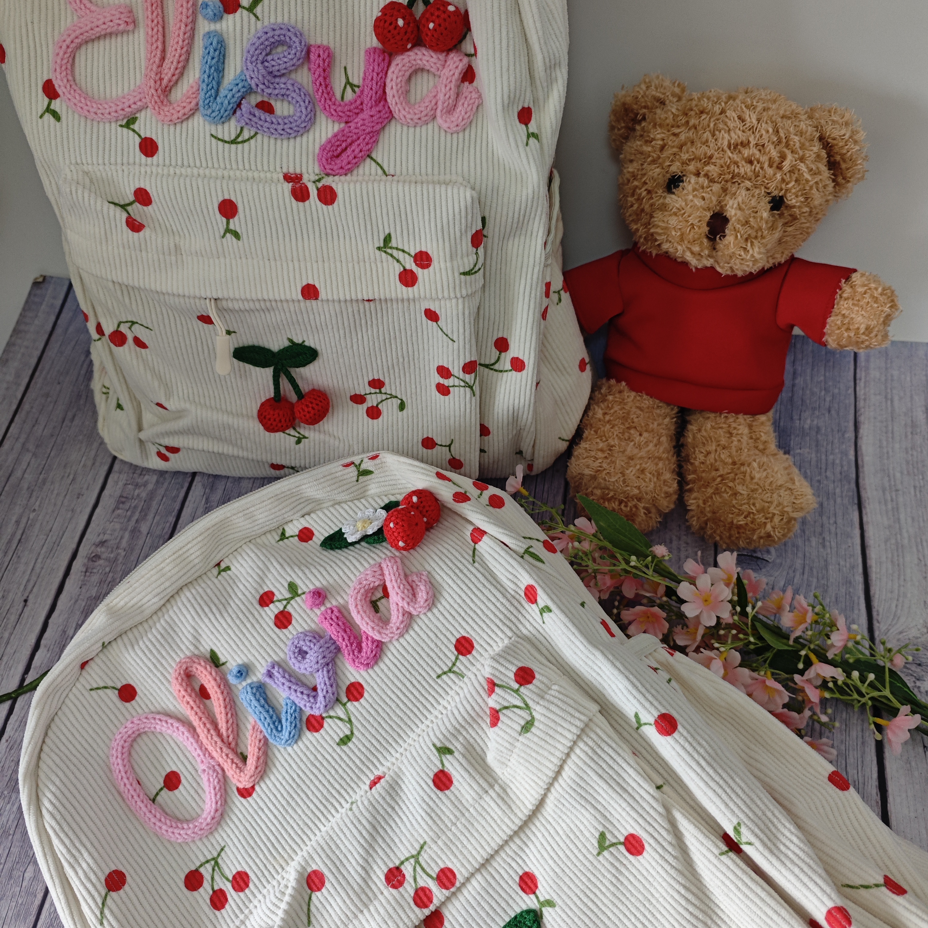 Personalized Cherry Backpacks  - Embroidery Name Designs ulasan dan harga