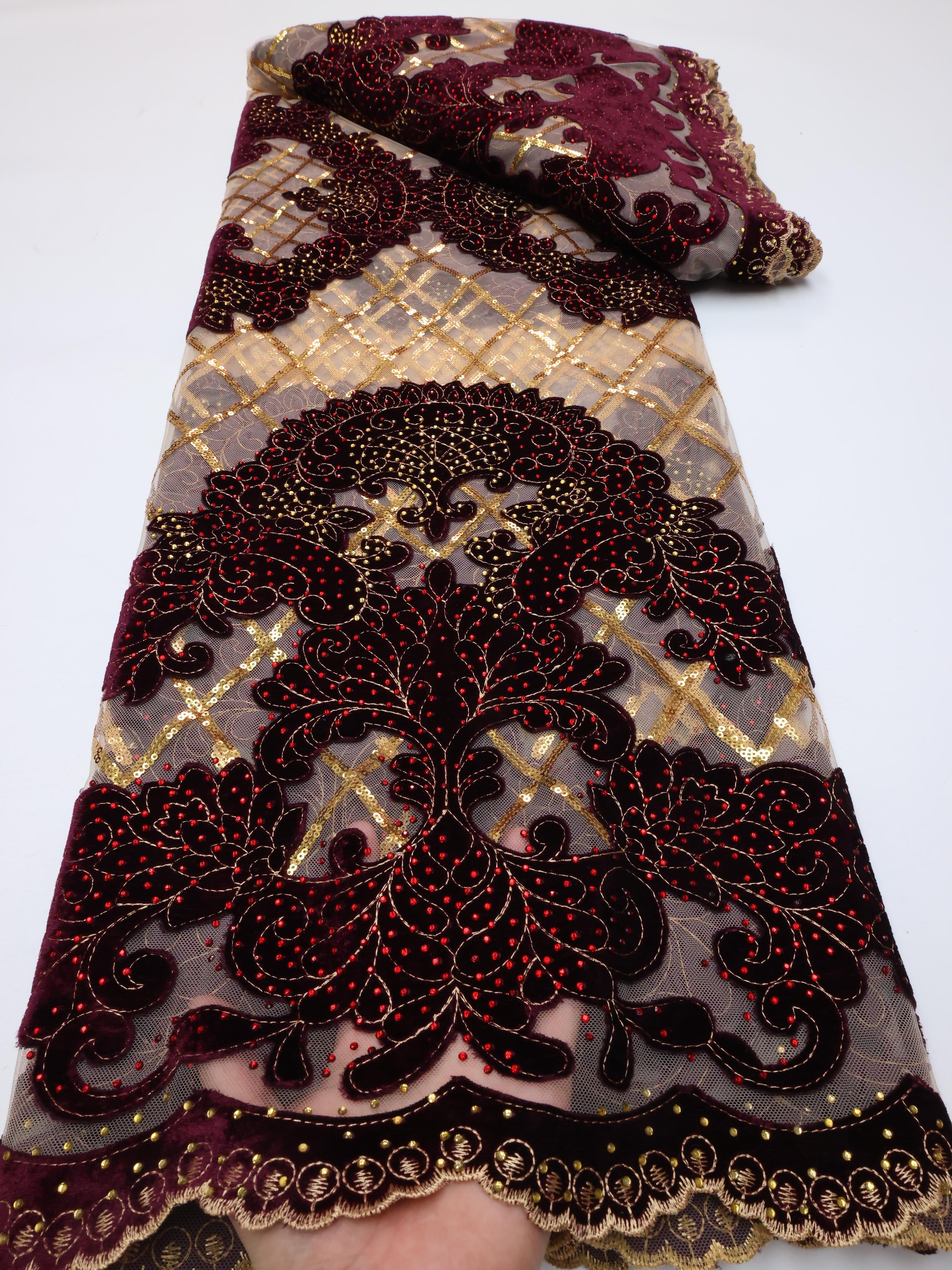 Wholesale Fashion African Velv - Velvet Fabric Embroidery ulasan dan harga