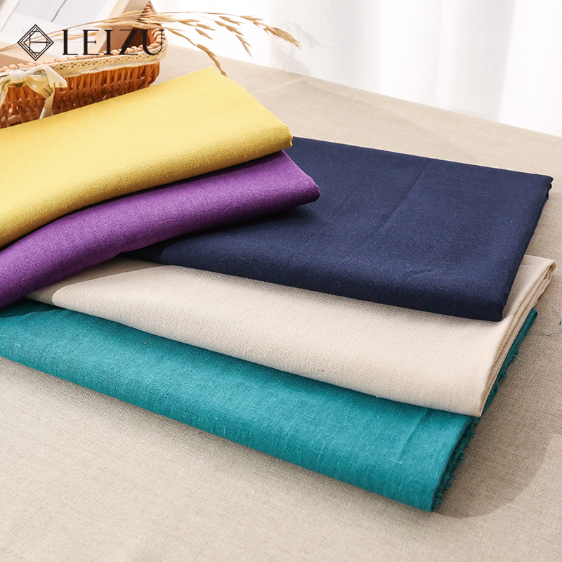 130x45cm Pure Color Soft Cotto - Linen Fabric Natural ulasan dan harga
