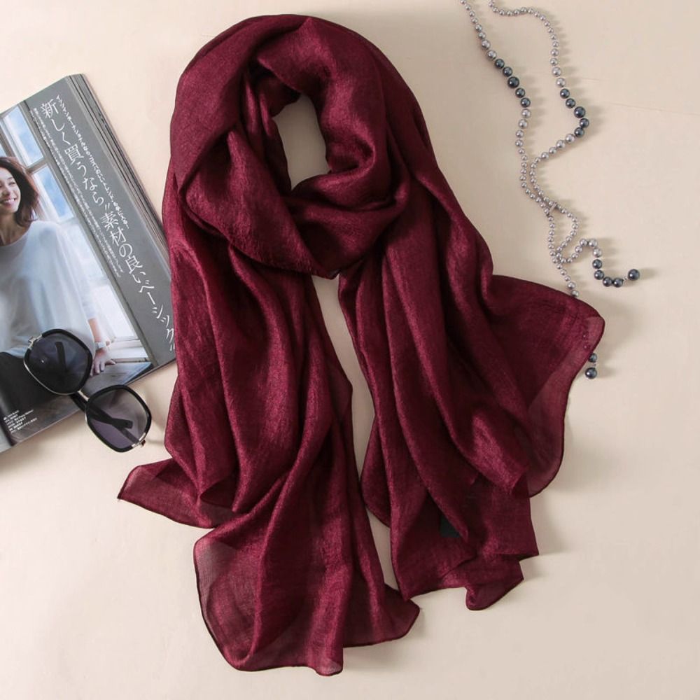Linen Women Plain Scarf Fashio - Linen Fabric Natural ulasan dan harga