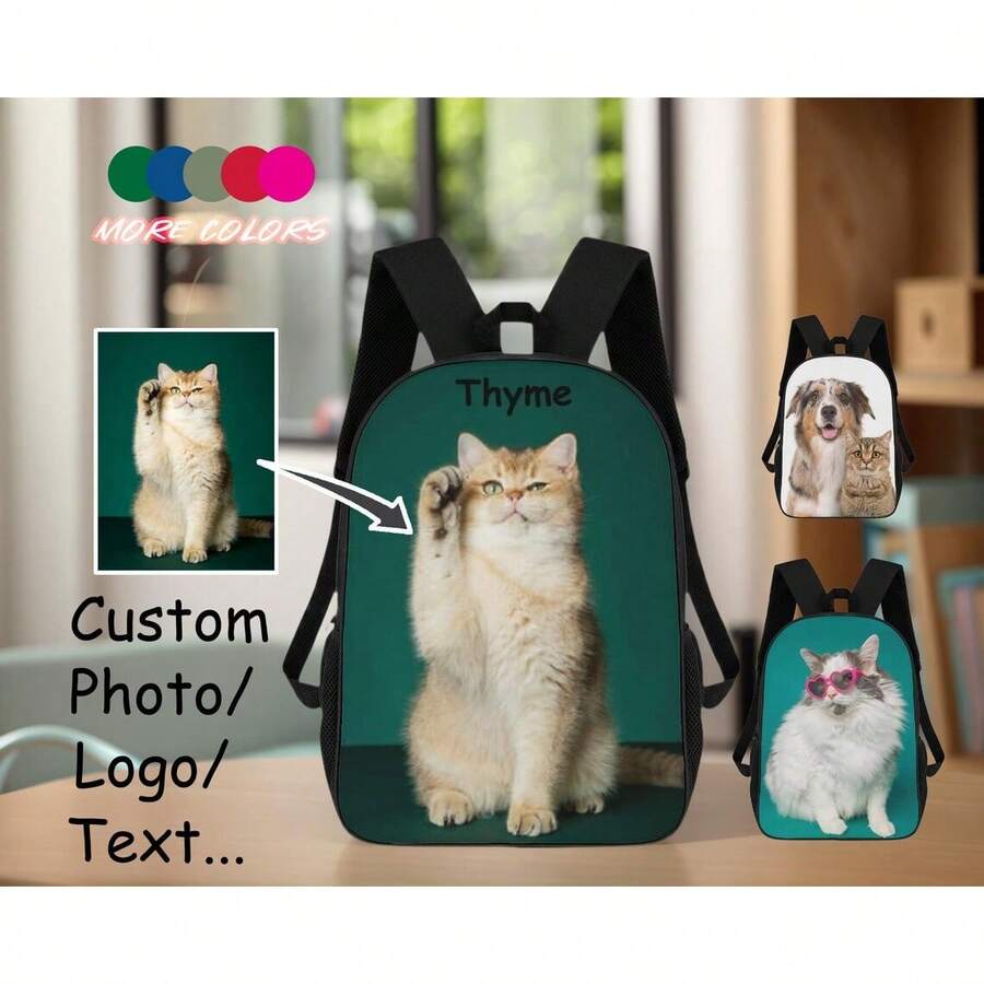 Personalized Cat Print Backpac - Embroidery Names ulasan dan harga