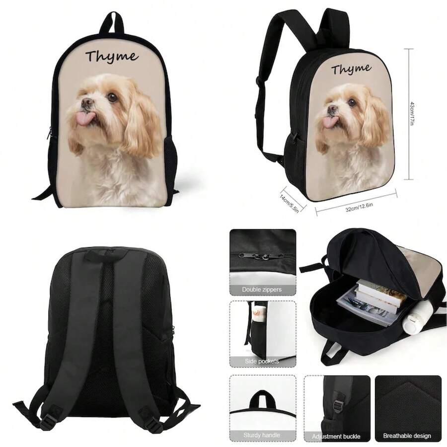 Personalized Cat Print Backpac - Embroidery Names ulasan dan harga