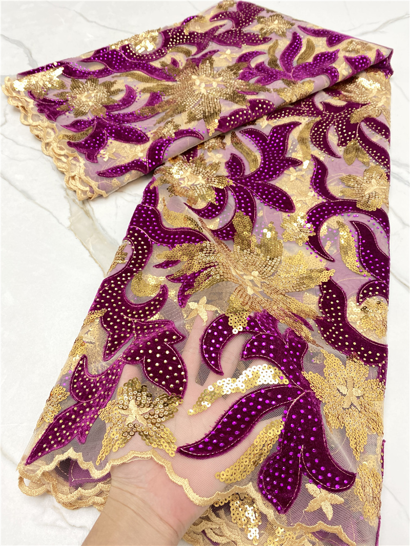 PGC Blue African Velvet Lace F - Velvet Fabric Embroidery ulasan dan harga