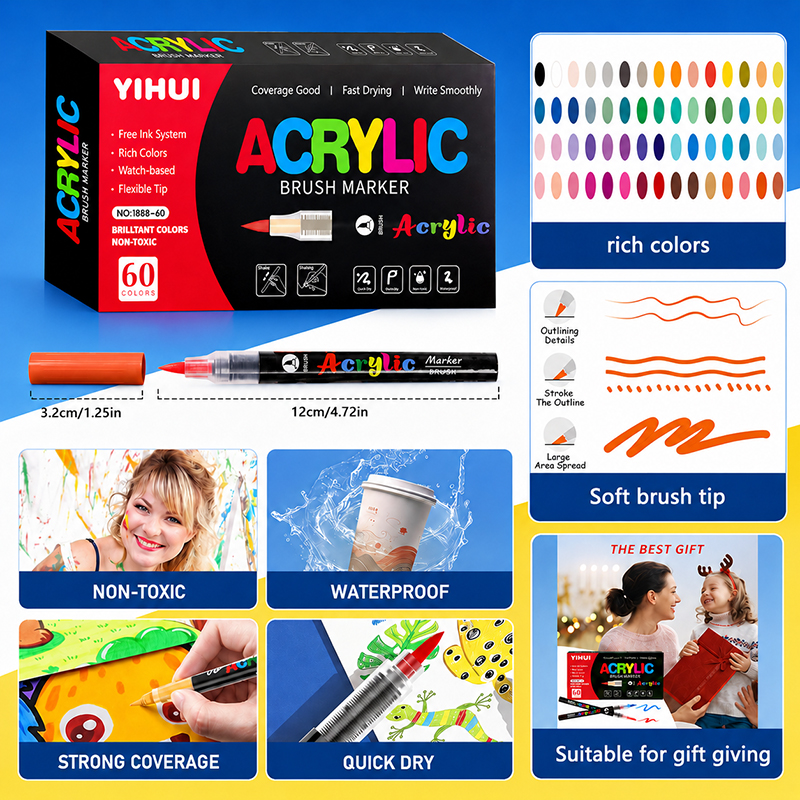 12-60 Colors Acrylic Paint Mar - Embroidery Egg ulasan dan harga