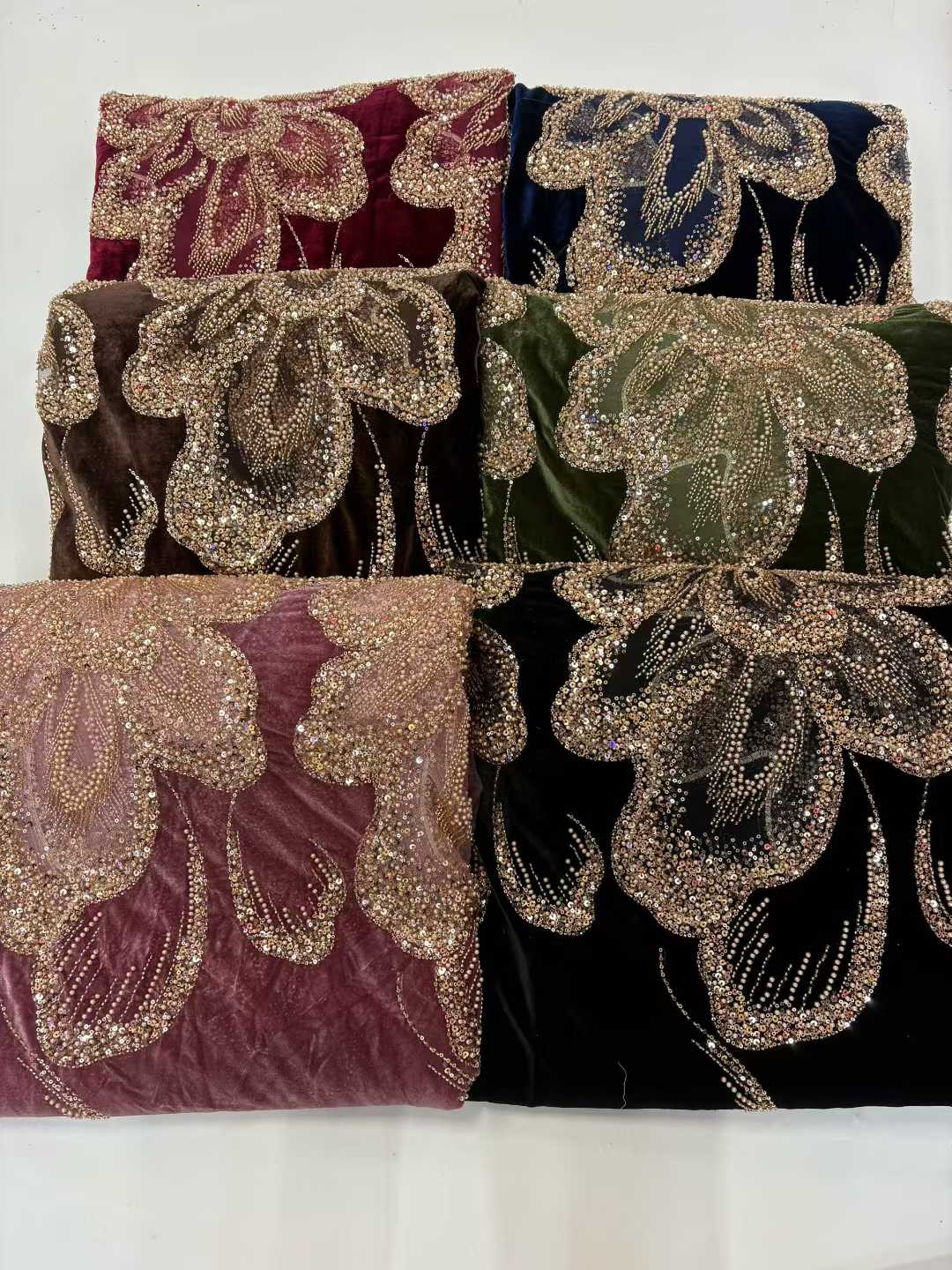 African Velvet Beaded Heavy La - Velvet Fabric Embroidery ulasan dan harga