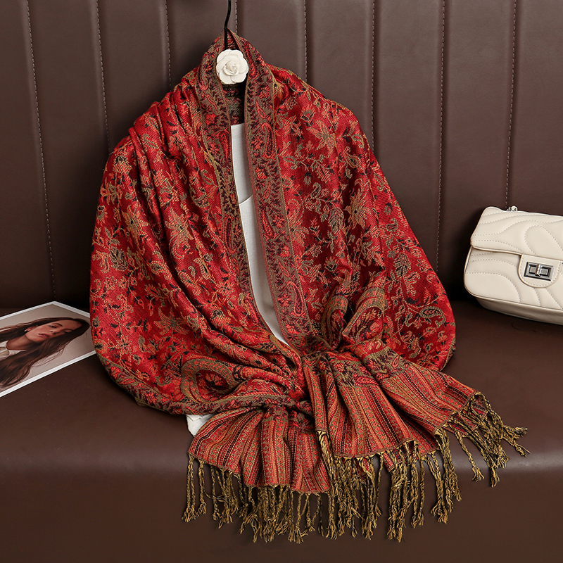 2024 Luxury Brand Cashmere Wom - Embroidery Shawl ulasan dan harga
