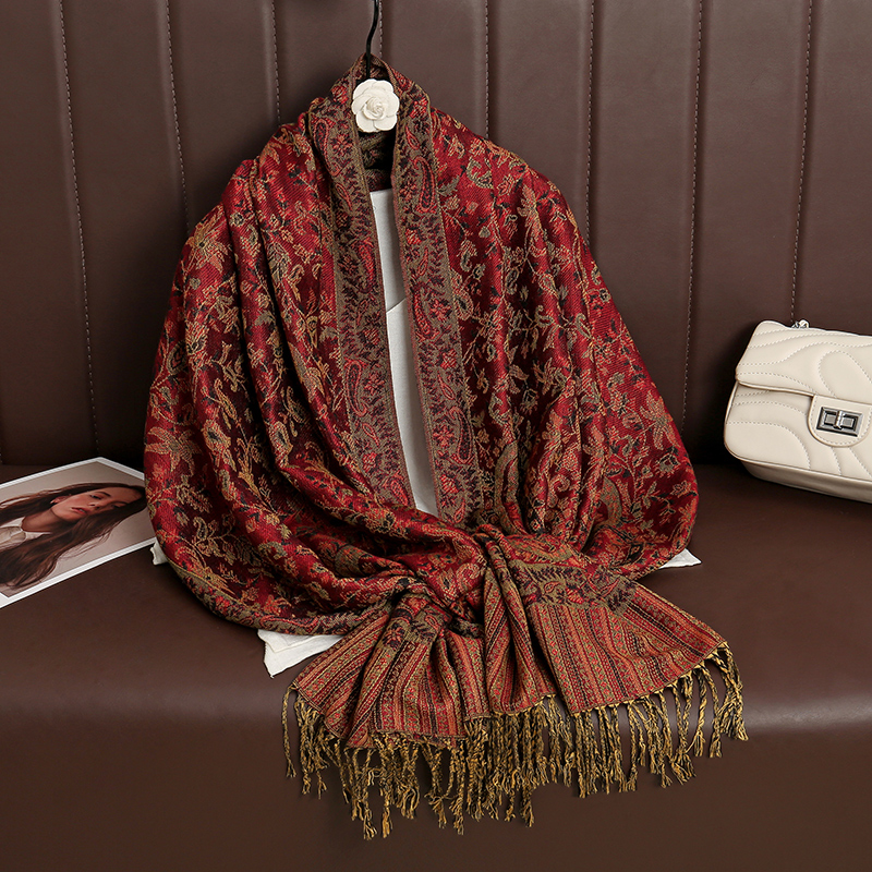 2024 Luxury Brand Cashmere Wom - Embroidery Shawl ulasan dan harga