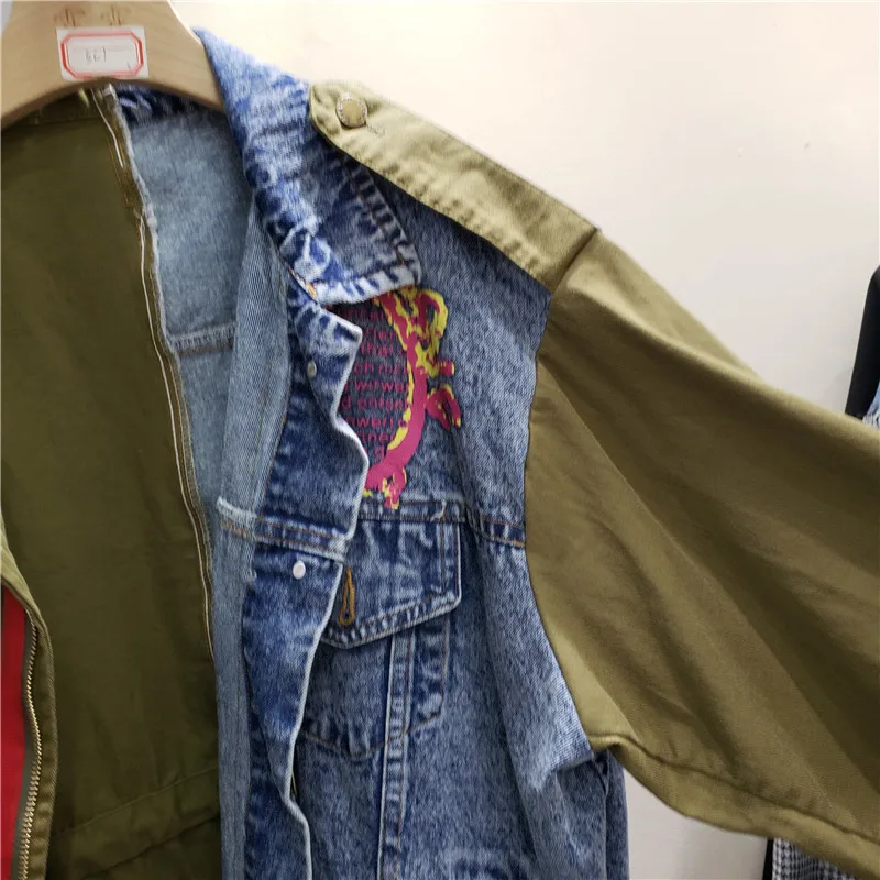 Vintage Blue Embroidery Splice - Embroidery Jacket Jeans ulasan dan harga