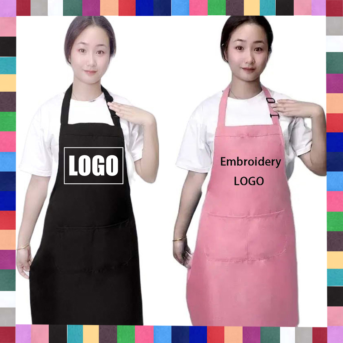 18 Colors Custom LOGO Aprons F - Embroidery Apron ulasan dan harga