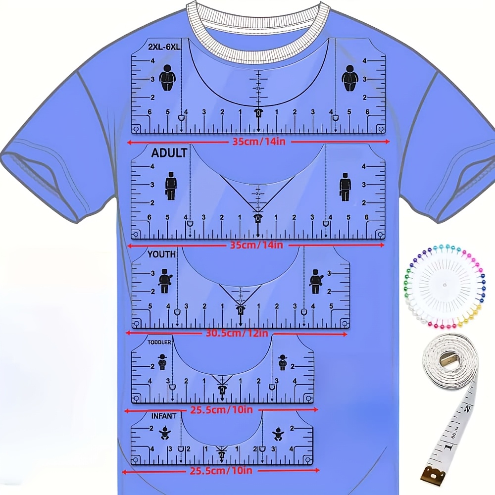 7Pcs T-Shirt Alignment Ruler T - Embroidery Hub ulasan dan harga