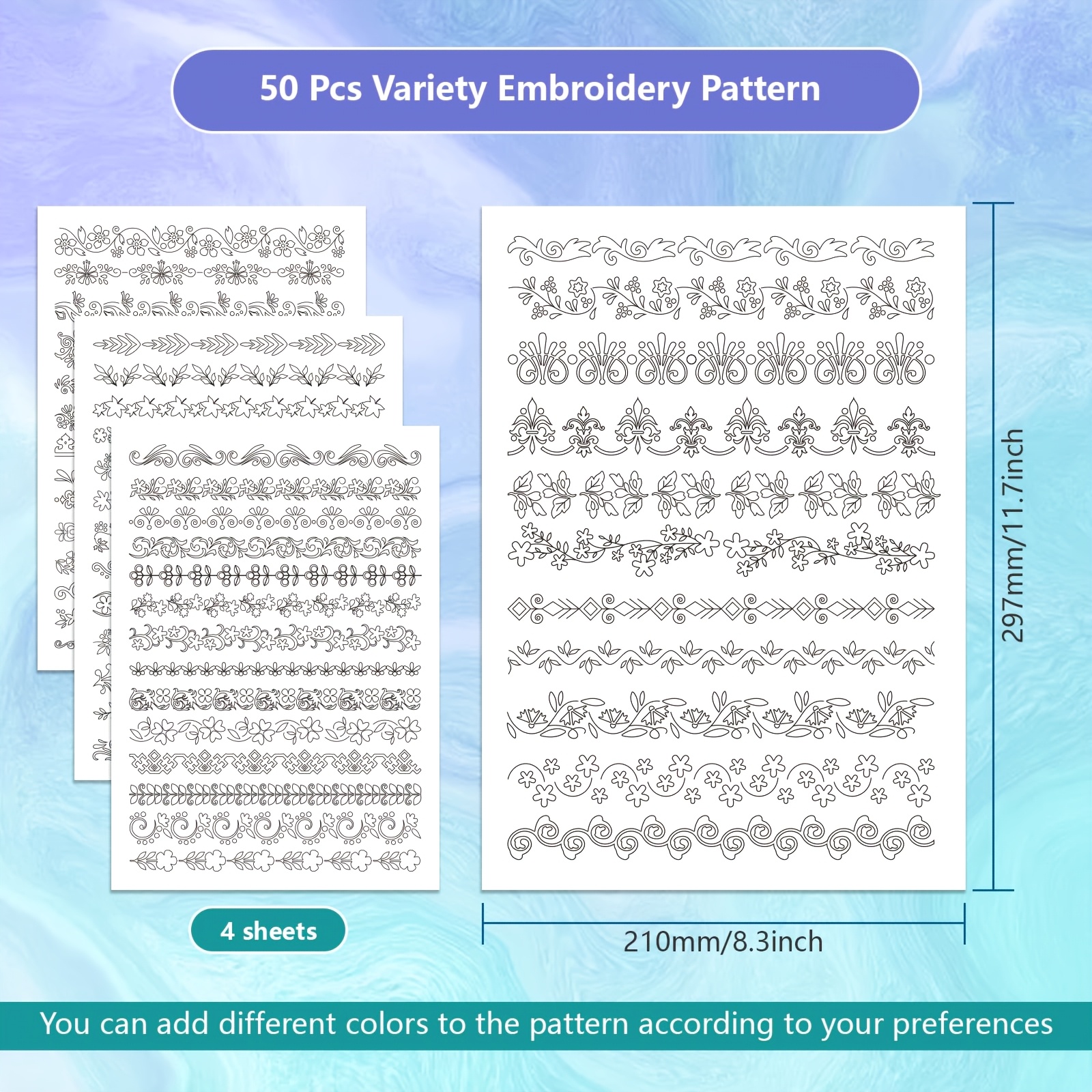 4 Sheets Retro Lace Water Solu - Embroidery Guide Book ulasan dan harga