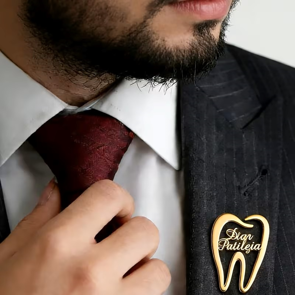 Custom Dental Tooth Lapel Pin  - Embroidery Names ulasan dan harga