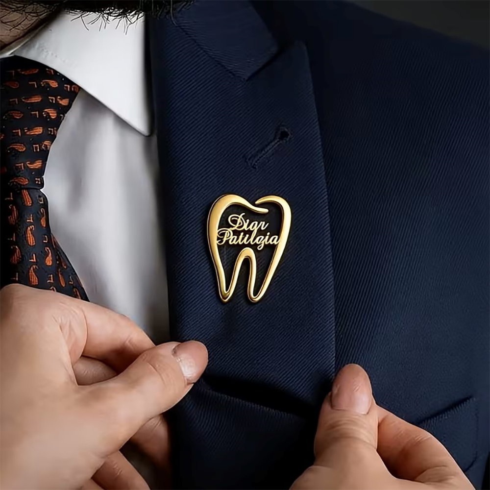 Custom Dental Tooth Lapel Pin  - Embroidery Names ulasan dan harga