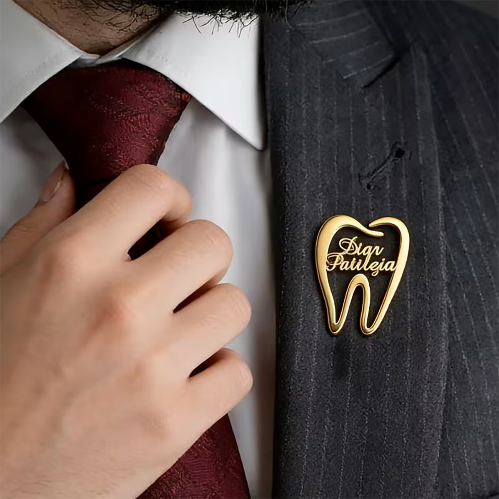 Custom Dental Tooth Lapel Pin  - Embroidery Names ulasan dan harga