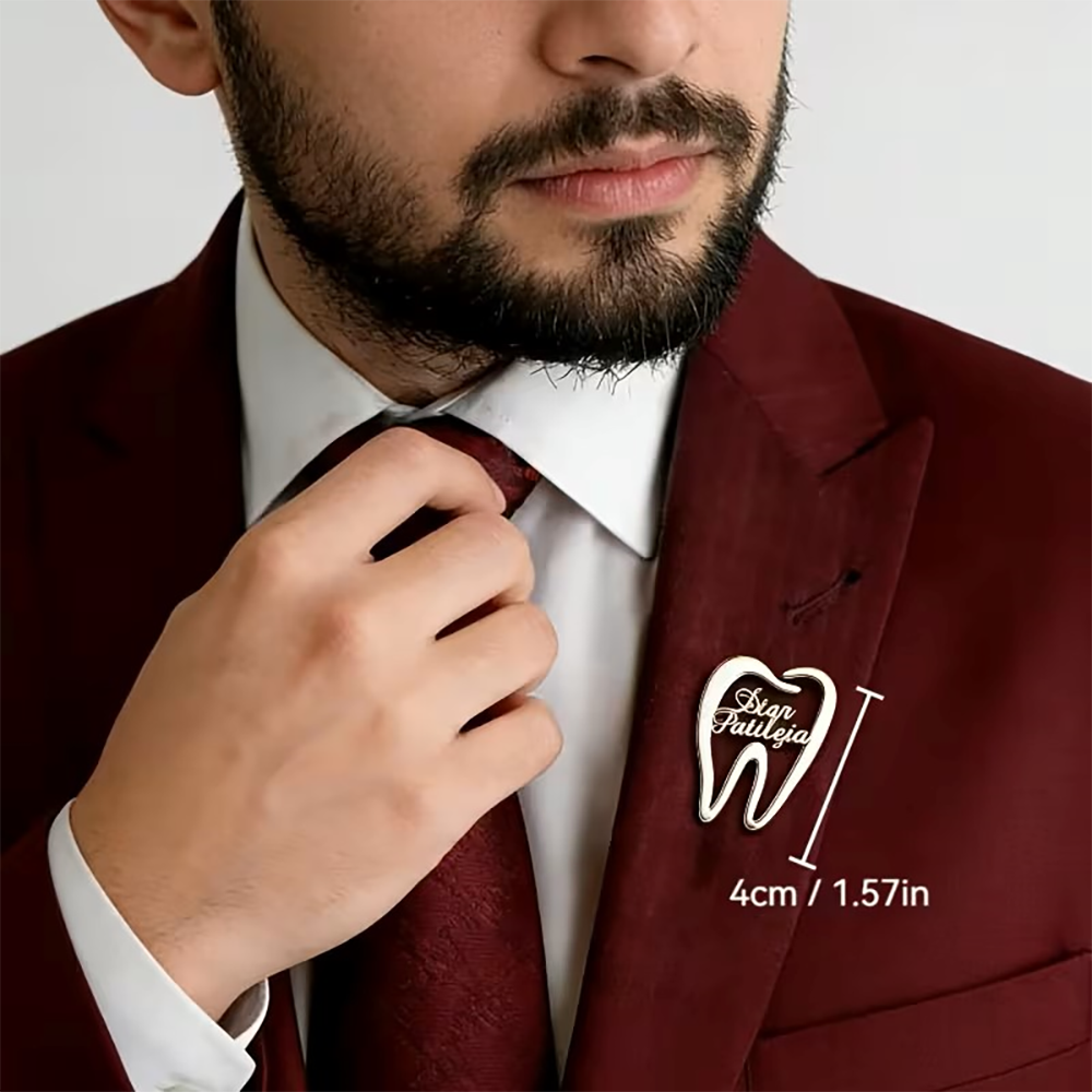 Custom Dental Tooth Lapel Pin  - Embroidery Names ulasan dan harga