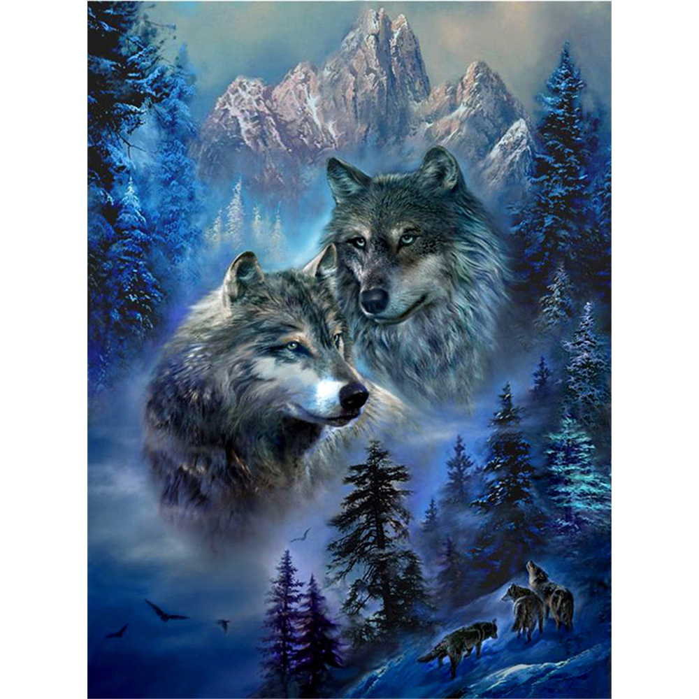 Animal Wolf DIY 11CT Embroider - Embroidery Kurta Men ulasan dan harga