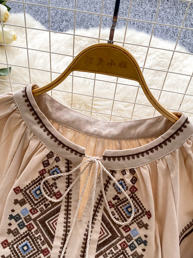 Women Autumn Blouse Loose Arti - Embroidery On Shirt ulasan dan harga