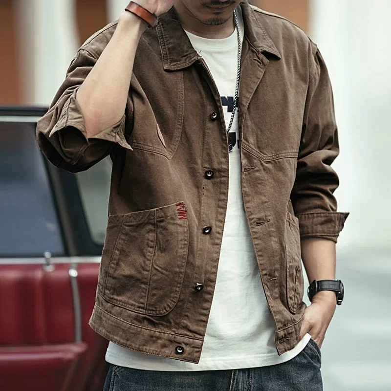 Button Jeans Coat Men Black Ca - Embroidery Jacket Jeans ulasan dan harga