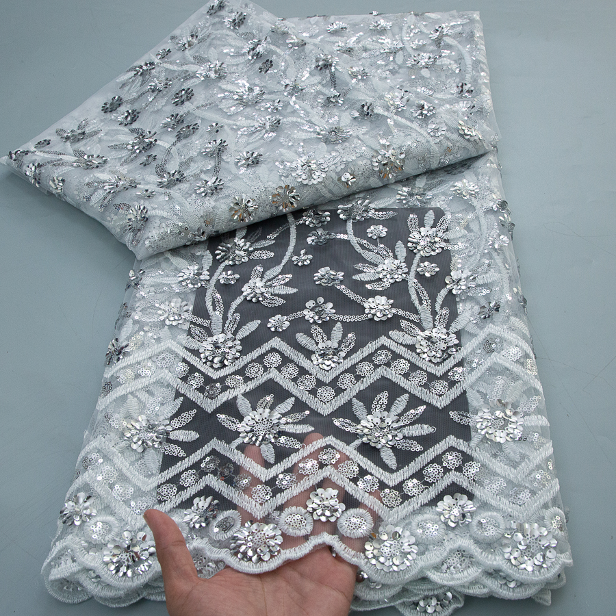 2026 French Sequins Lace Fabri - Embroidery Abaya ulasan dan harga