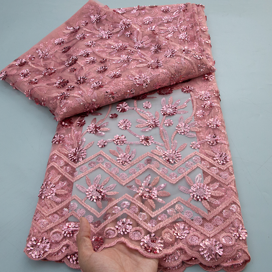 2026 French Sequins Lace Fabri - Embroidery Abaya ulasan dan harga